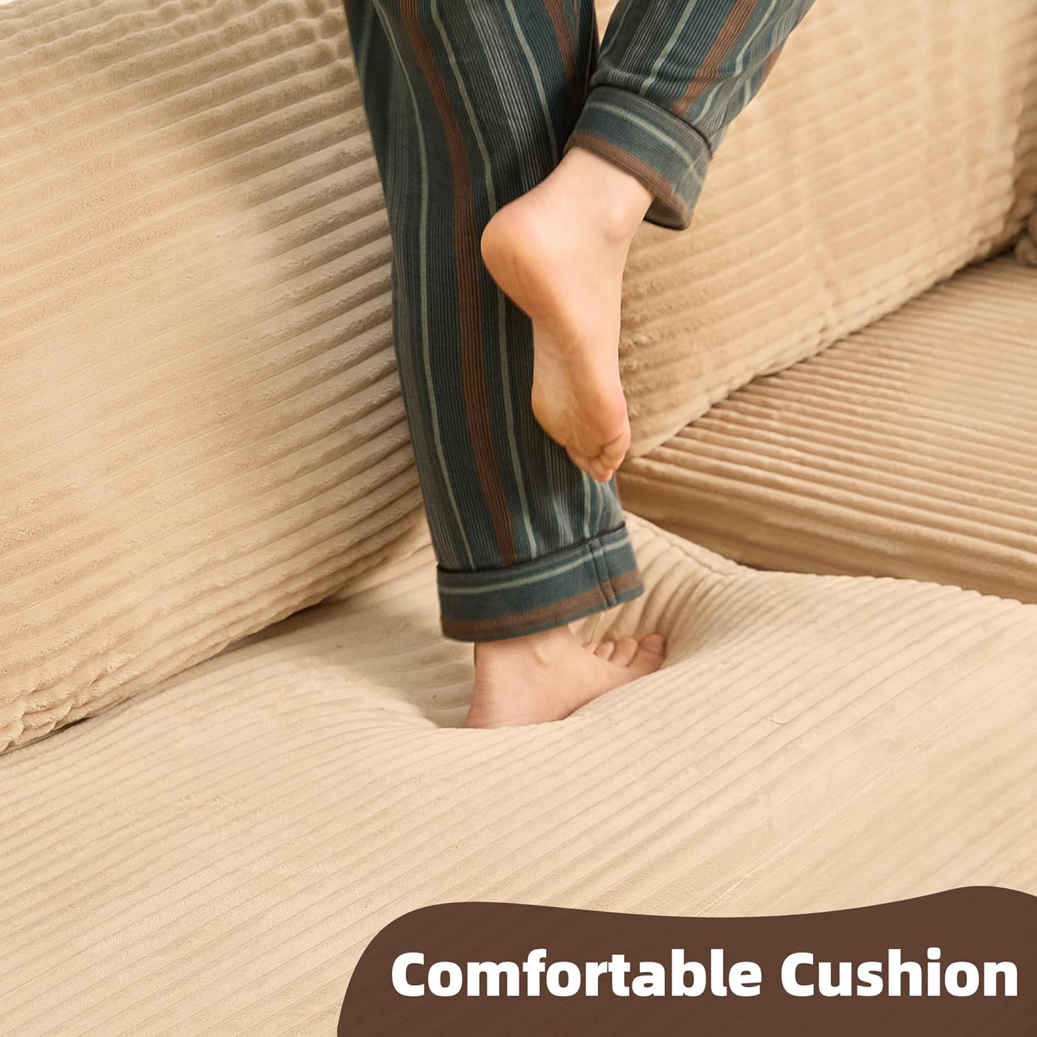 Afuson Boneless Sectional Sofa L Shape Deep Seat Cloud Couch Living Room