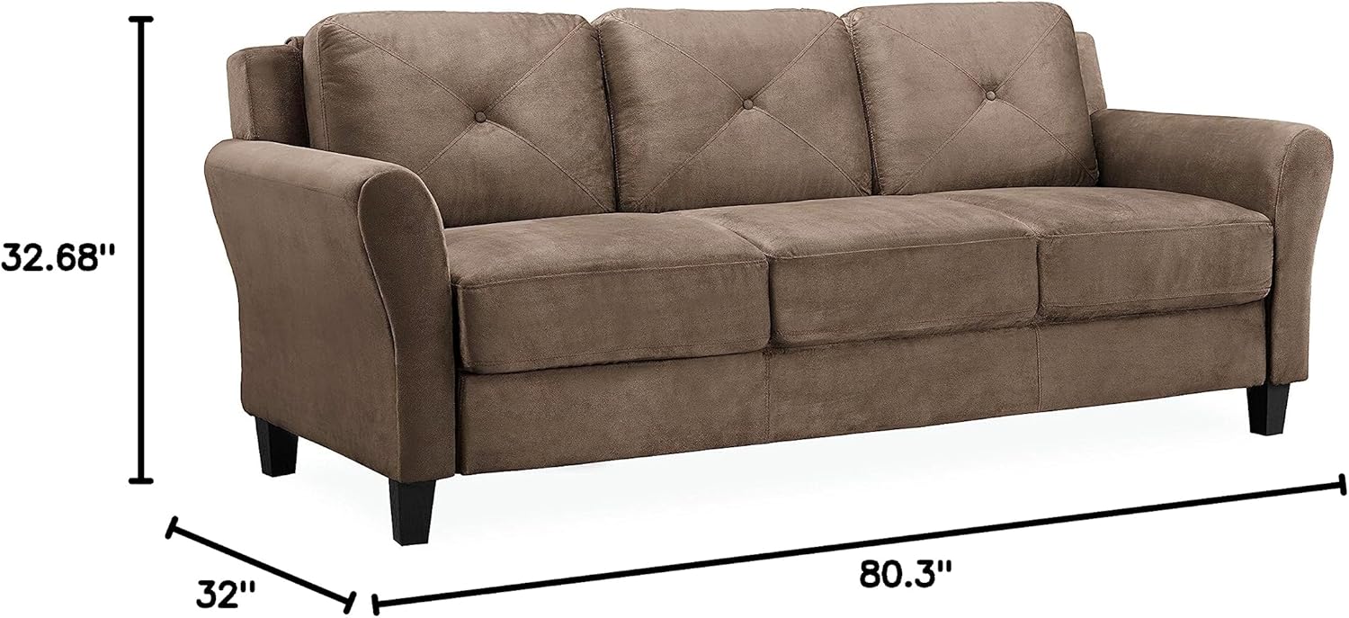 Lifestyle Harrington Sofa Upholstered Microfiber Fabric Curved Arm Couch