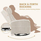 Yaheetech 360 Swivel Glider Chair Nursery Corduroy Rocking Nursing Chair with Pockets