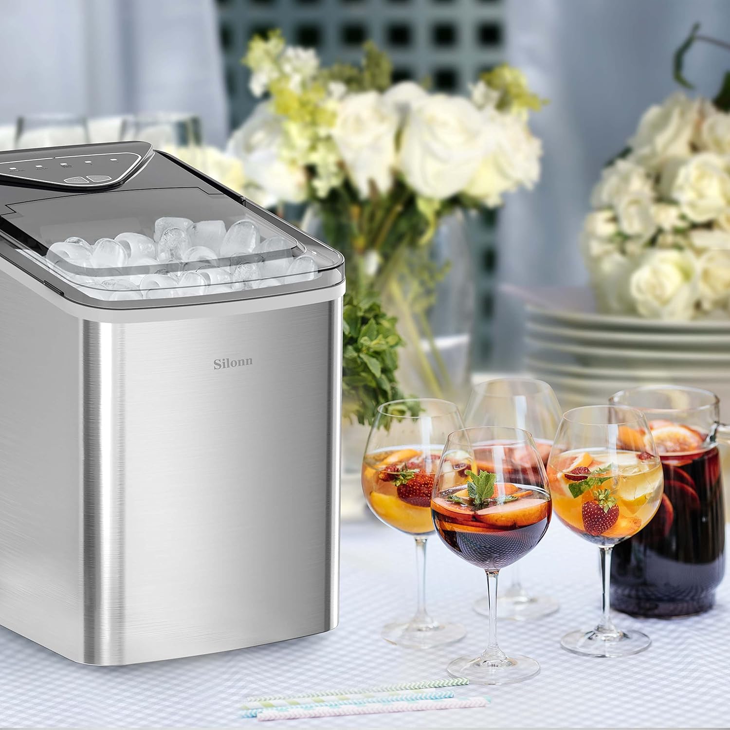 Silonn Nugget Ice Maker Countertop 33lbs Daily Soft Chewable Ice Machine