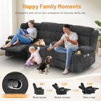 Dresegmt Loveseat Recliner Sofa 3 Seat Flip Backrest with Storage USB Cup Holders