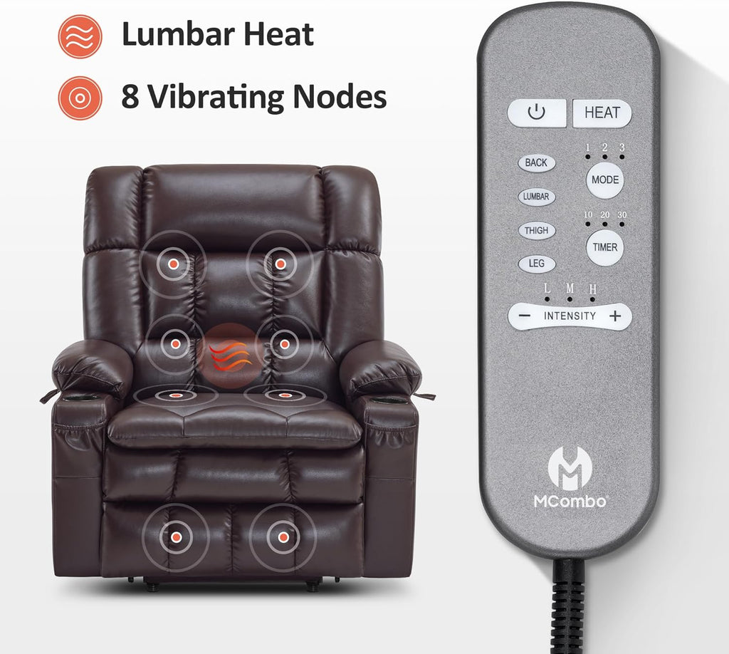 MCombo Dual Motor Power Lift Recliner Chair for Elderly with Heat Massage USB