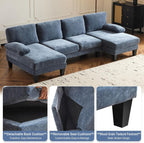 VINGLI 110 Sectional Couch U Shaped Sofa Set with Double Chaise Chenille Fabric