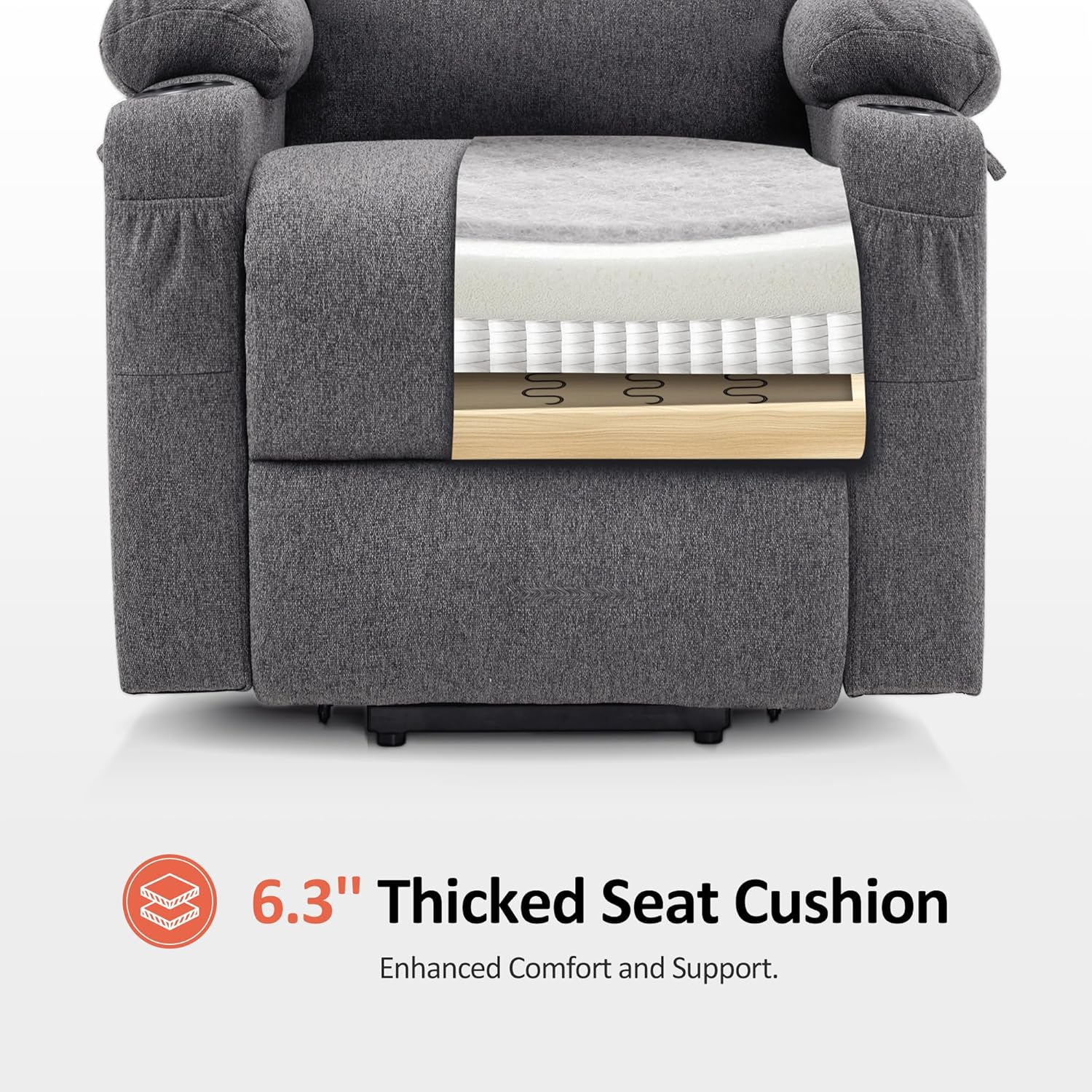 MCombo Power Lift Recliner Chair for Elderly with Heat Massage USB Cup Holders