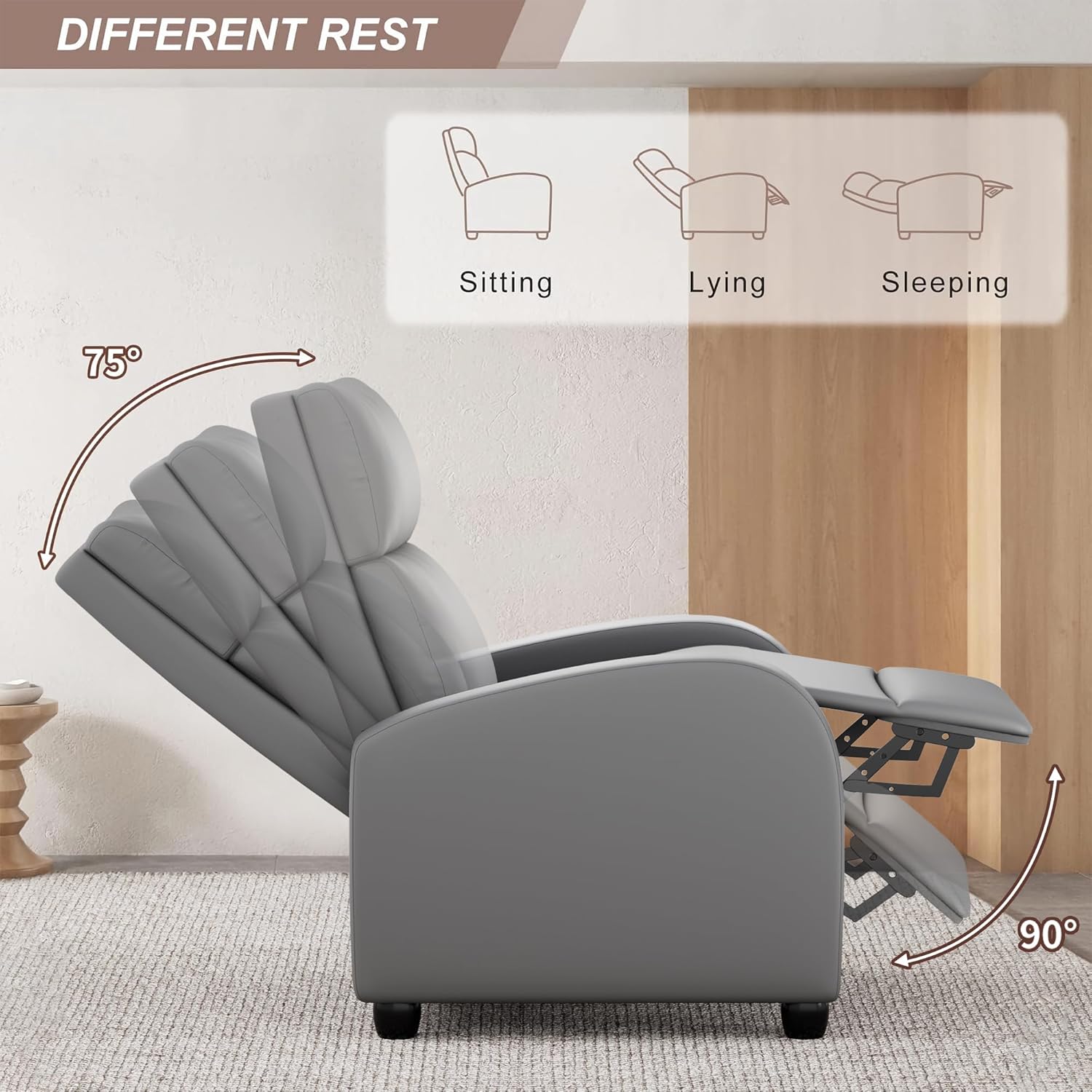 JUMMICO Adjustable Recliner Chair Thick Cushion Home Theater Sofa Living Room
