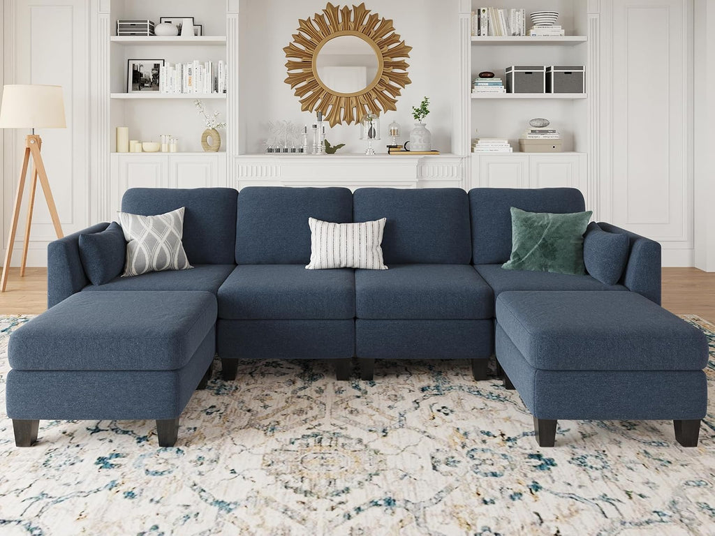 Huatean Home Modular Sectional Sofa U Shaped Couch 6 Seat Convertible High Density Foam