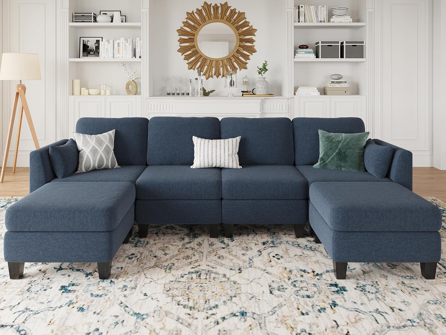 Huatean Home Modular Sectional Sofa U Shaped Couch 6 Seat Convertible High Density Foam