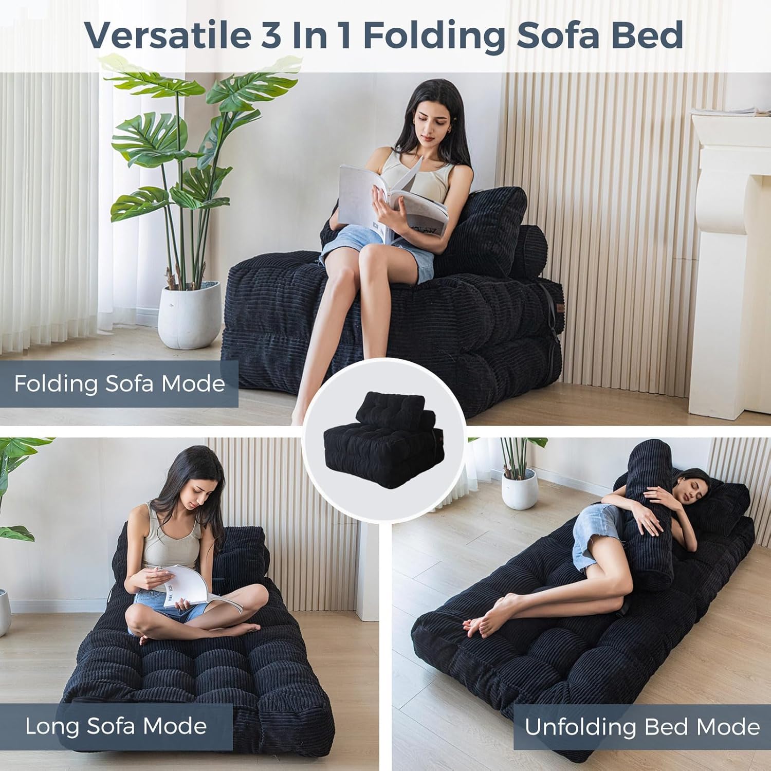MAXYOYO Folding Sofa Bed Convertible Sleeper Chair with Pillow