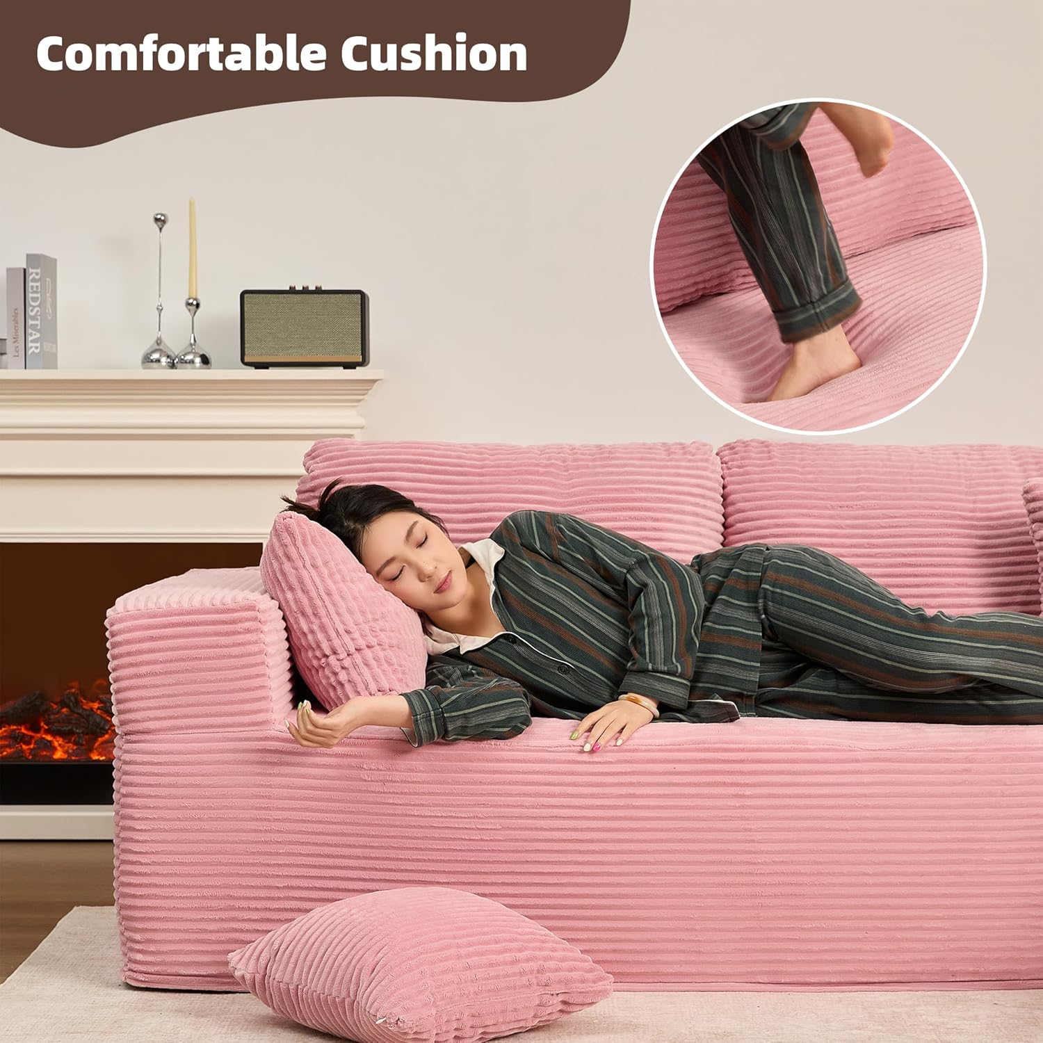 Afuson Boneless Sectional Sofa L Shape Deep Seat Cloud Couch Living Room