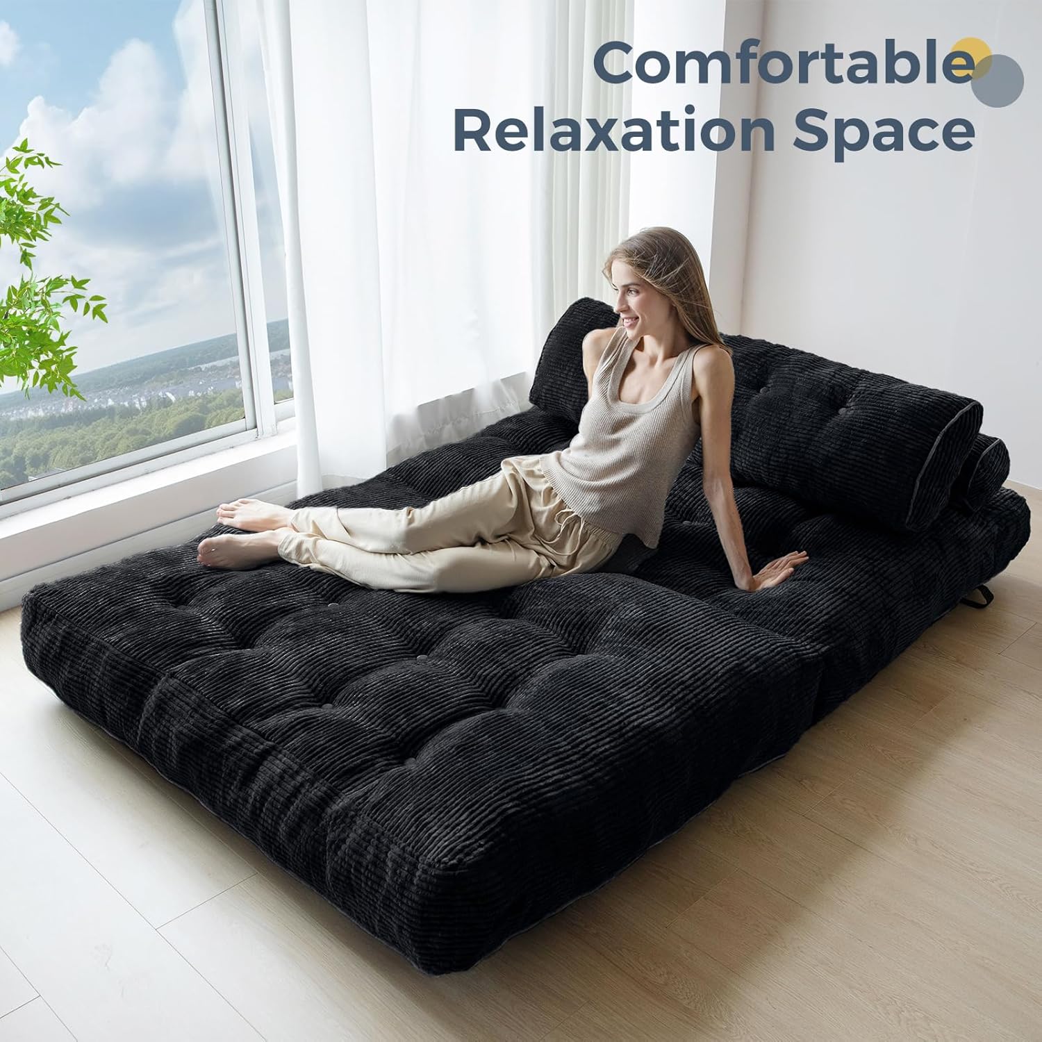 MAXYOYO Folding Sofa Bed Convertible Sleeper Chair with Pillow