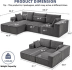 Weture 108" Modular Sectional Sofa Deep Seat Cloud L-Shape Couch with Chaise