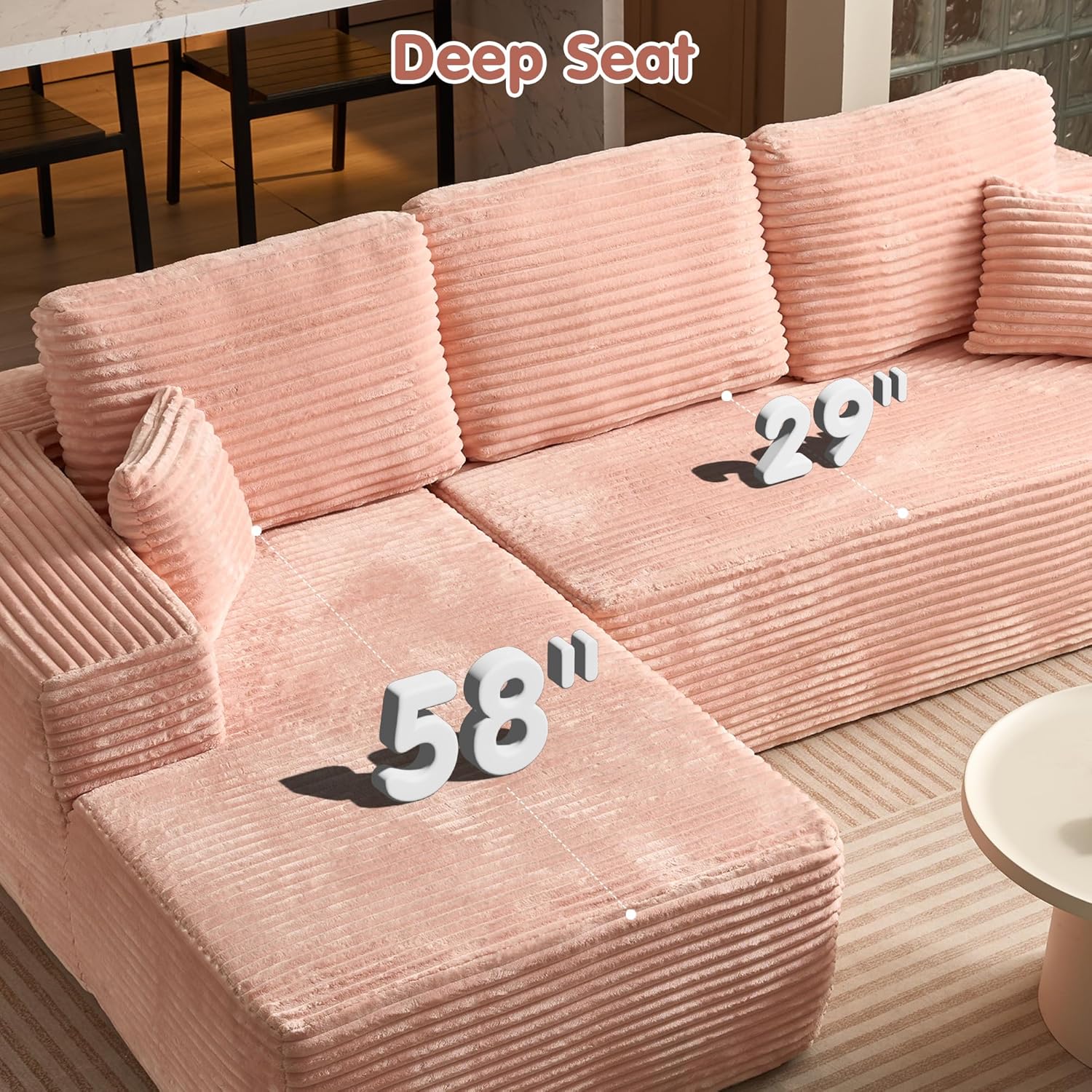 ovios Cloud Sectional Couch with L Shape Chaise Modern Modular Sofa