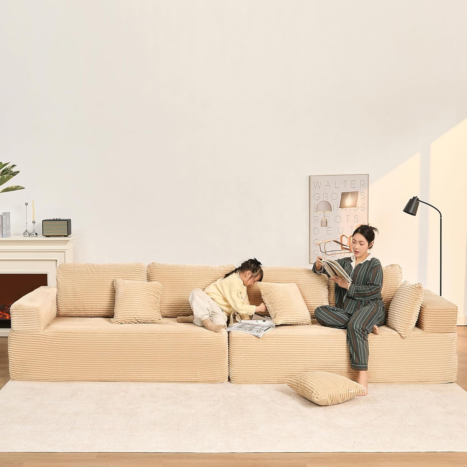 Afuson Boneless Sectional Sofa L Shape Deep Seat Cloud Couch Living Room