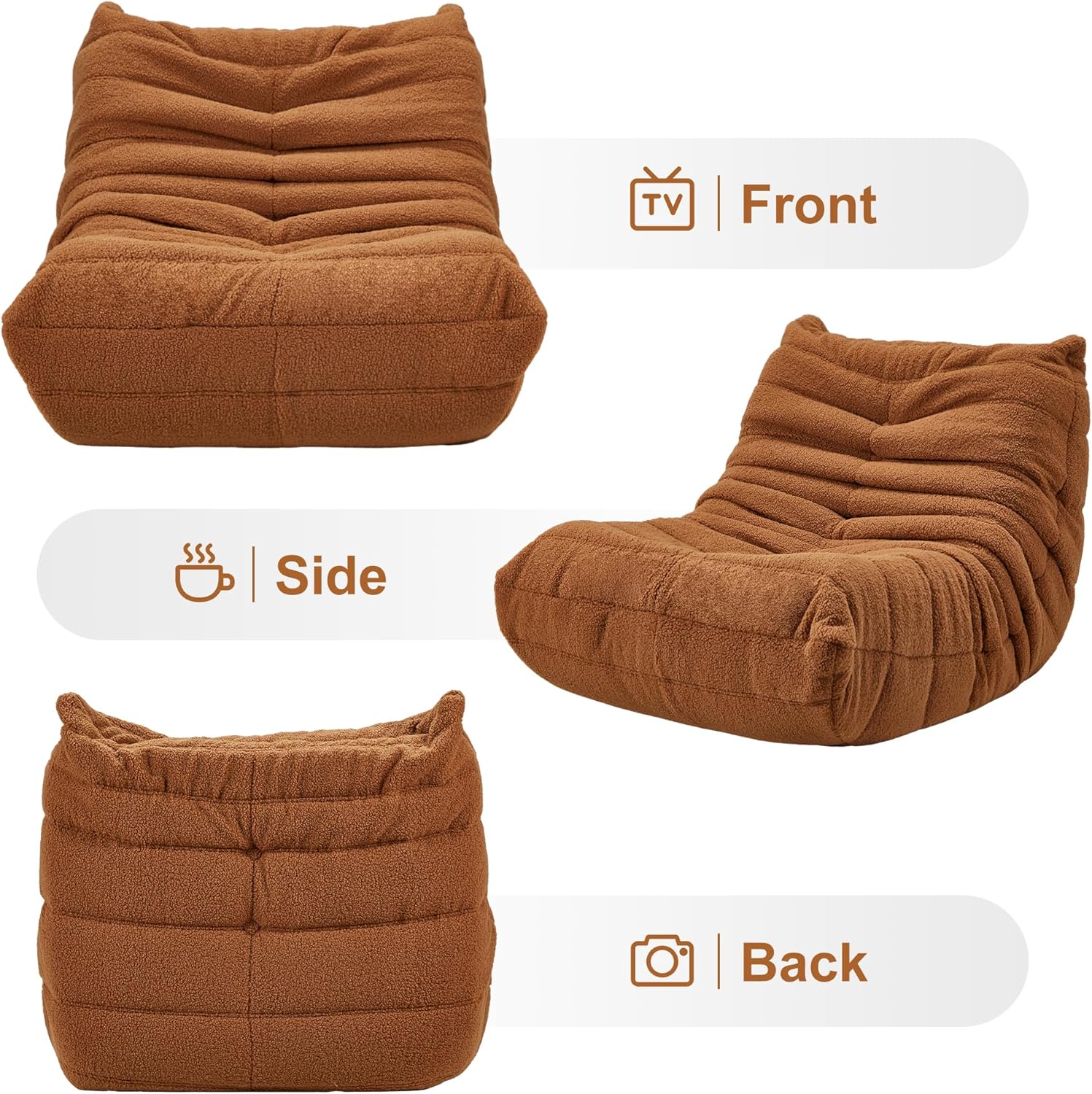 Hobestluk Giant Bean Bag Chair Memory Foam Faux Fur Sofa for Living Room