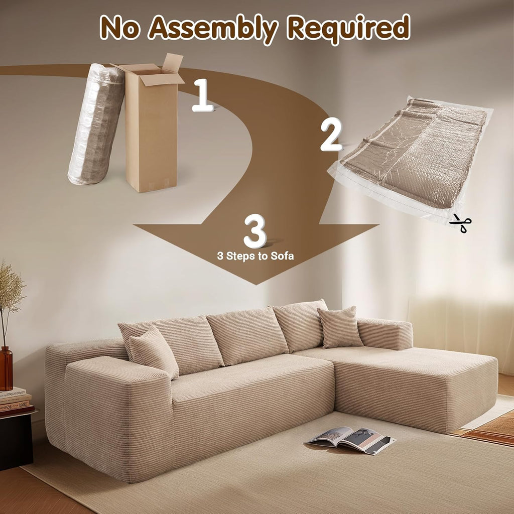 ovios Cloud Sectional Couch with L Shape Chaise Modern Modular Sofa