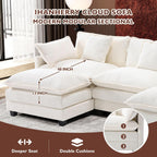 Ihanherry U Shaped Modular Cloud Sofa 5 Seat Chenille Sectional with Ottoman