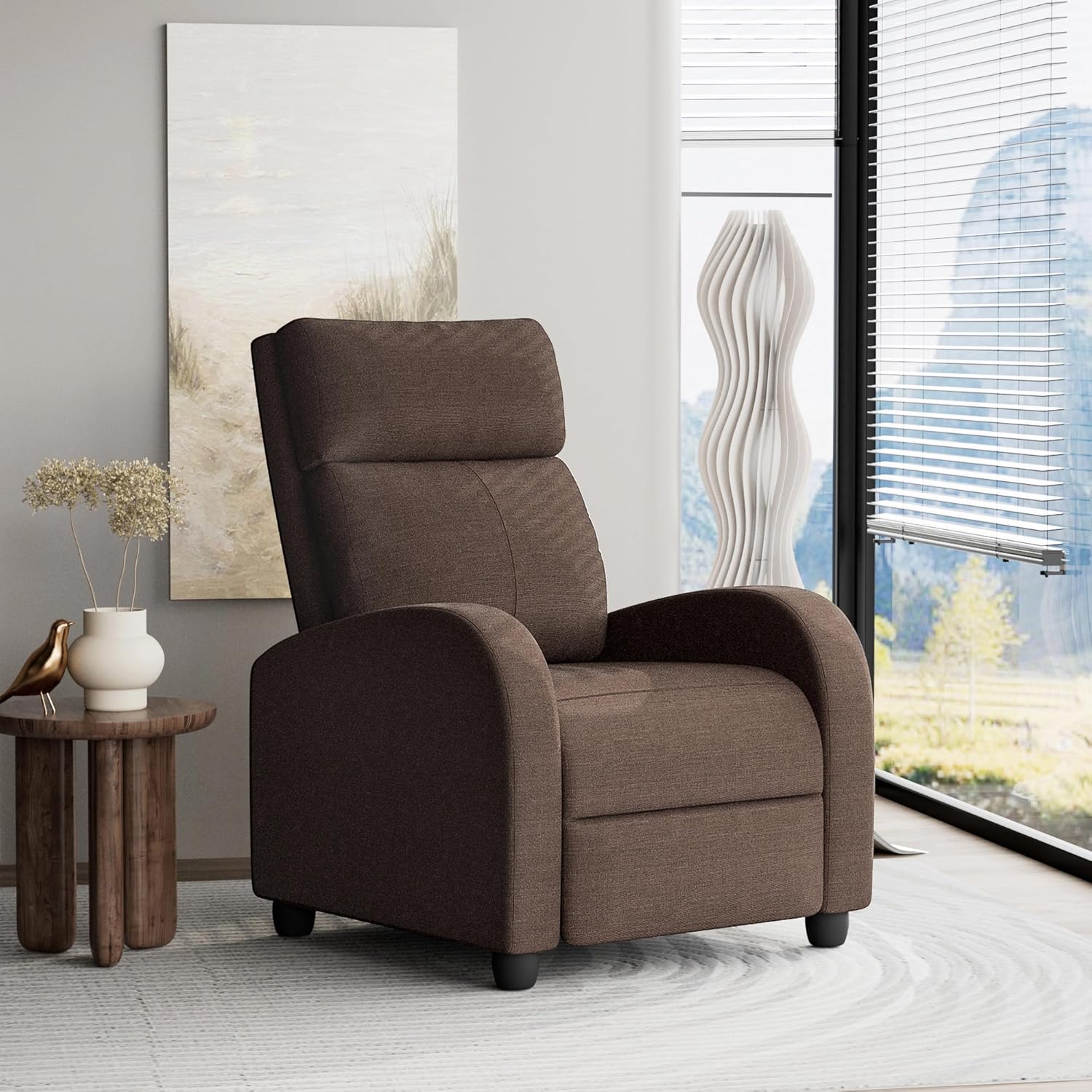 Homall Modern Recliner Chair PU Leather Padded Seat Single Sofa Home Theater