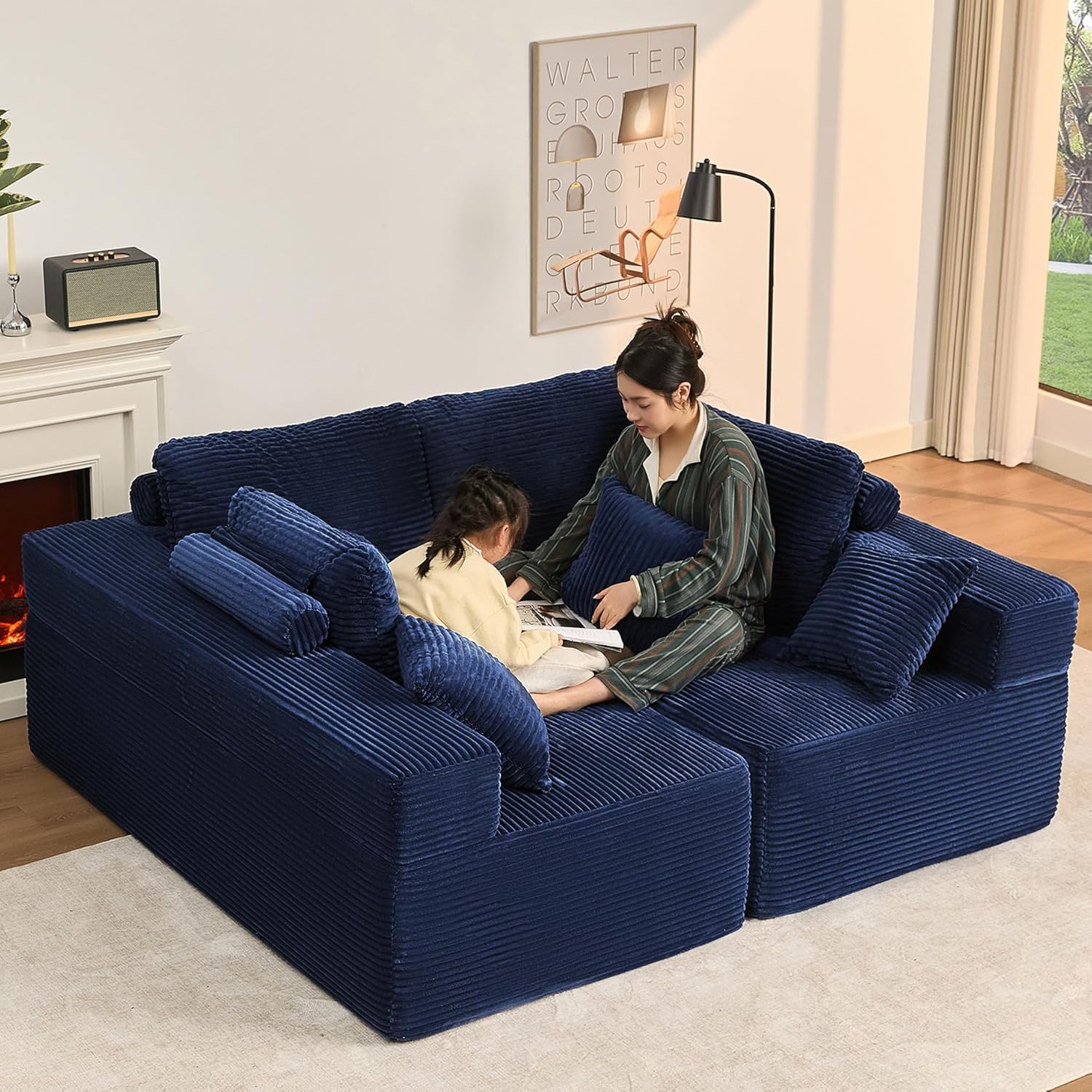 Afuson Boneless Sectional Sofa L Shape Deep Seat Cloud Couch Living Room