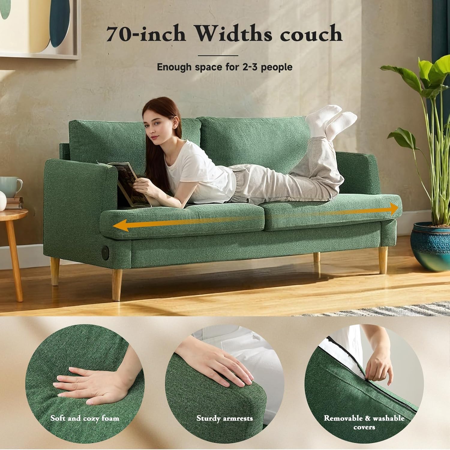 Loveseat Sofa Couch USB Ports 2 Seater Deep Seating Small Couch