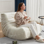 Hobestluk Giant Bean Bag Chair Memory Foam Faux Fur Sofa for Living Room
