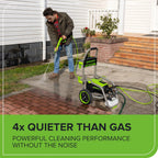 Greenworks 2000 PSI Electric Pressure Washer 13 Amp with Wheels 20 FT Hose 35 FT Cord