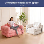 MAXYOYO L Shaped Folding Sofa Bed Convertible Sleeper with Pillow Armrest