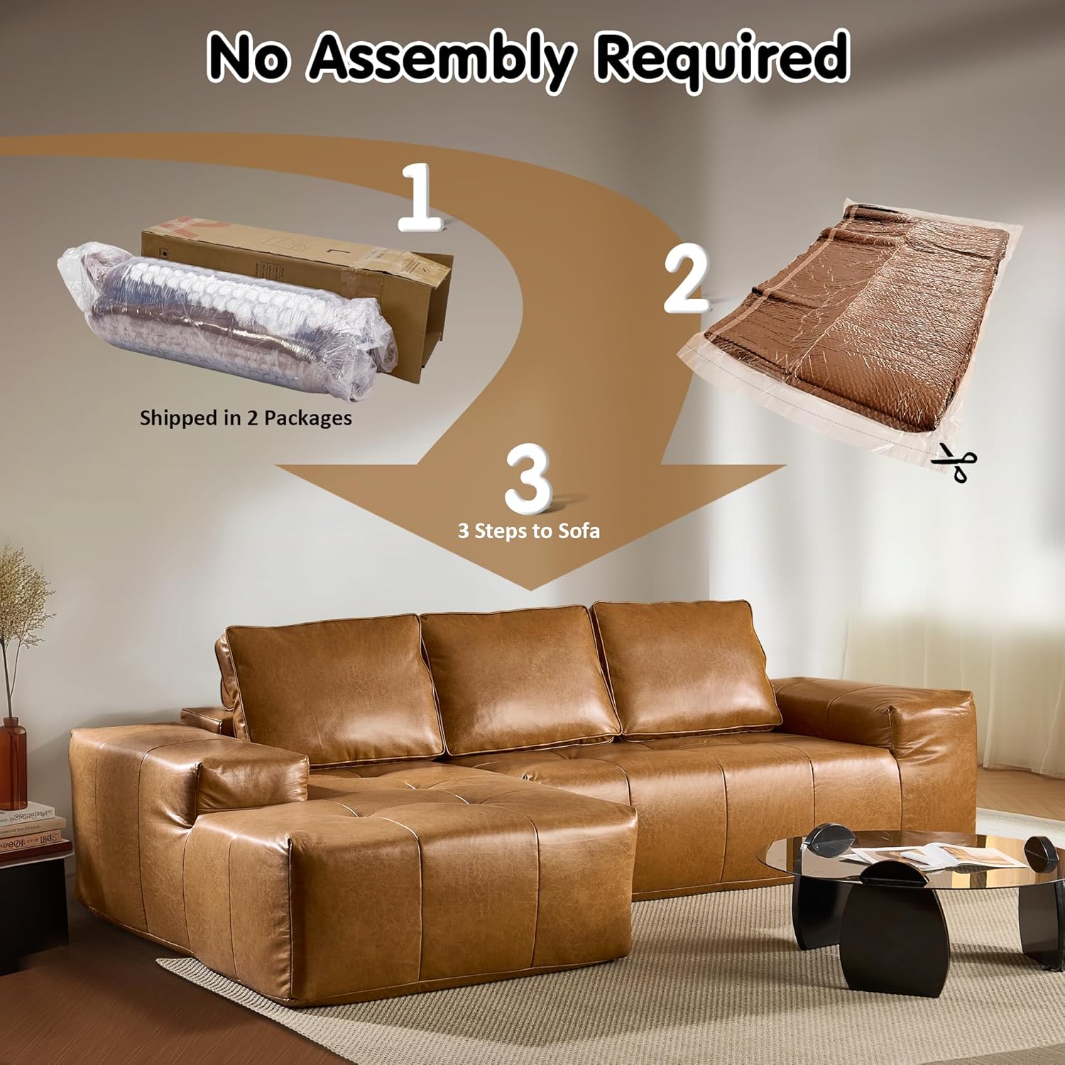ovios Cloud Sectional Couch with L Shape Chaise Modern Modular Sofa