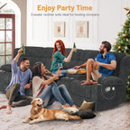 Dresegmt Loveseat Recliner Sofa 3 Seat Flip Backrest with Storage USB Cup Holders