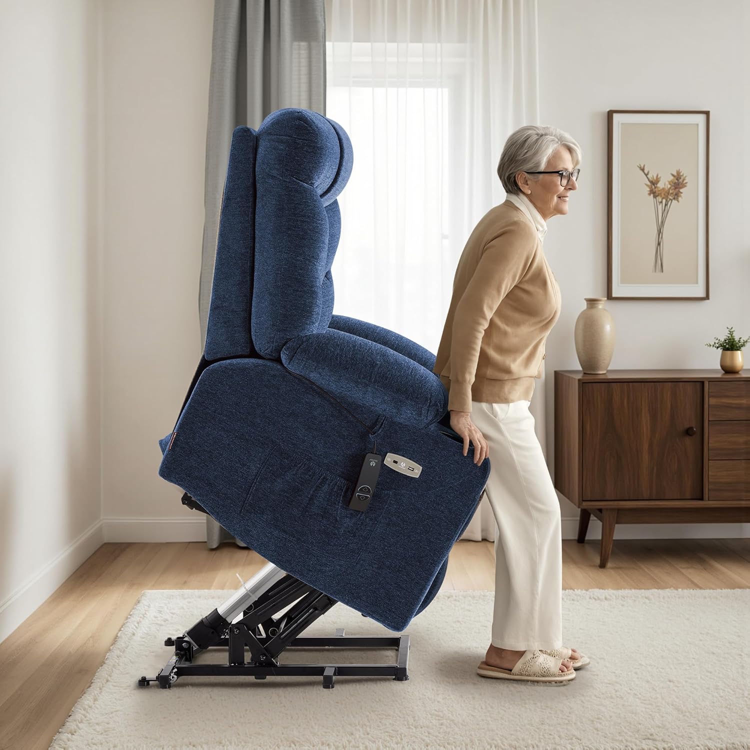 MCombo Power Lift Recliner Chair for Elderly with Extended Footrest Fabric