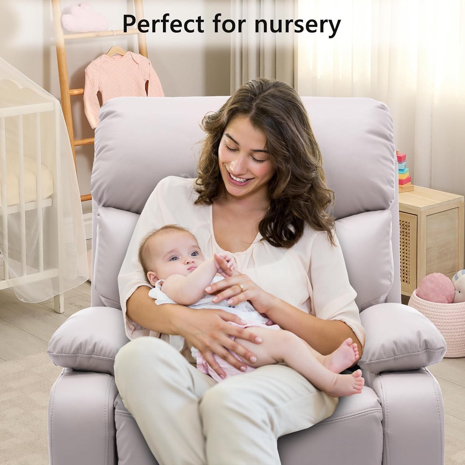 GNMLP2020 Swivel Rocker Recliner Chair Manual Small Space Nursery Living Room