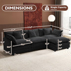 Ihanherry U Shaped Modular Sectional Sofa 5 Seat with 2 Ottomans Chenille