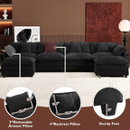 Ihanherry U Shaped Modular Cloud Sofa 5 Seat Chenille Sectional with Ottoman