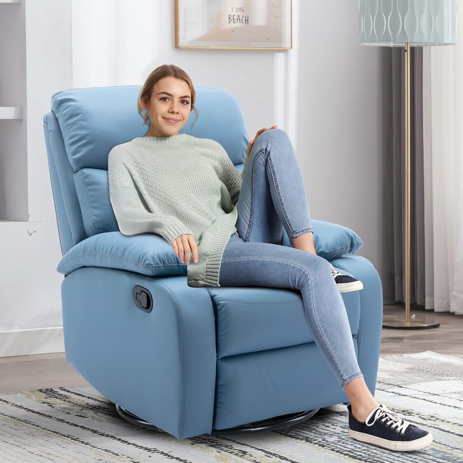 GNMLP2020 Swivel Rocker Recliner Chair Manual Small Space Nursery Living Room