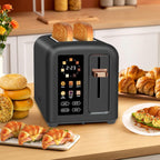 SEEDEEM 4 Slice Touch Screen Toaster LCD Display 7 Shade Settings Wide Slots 1800W