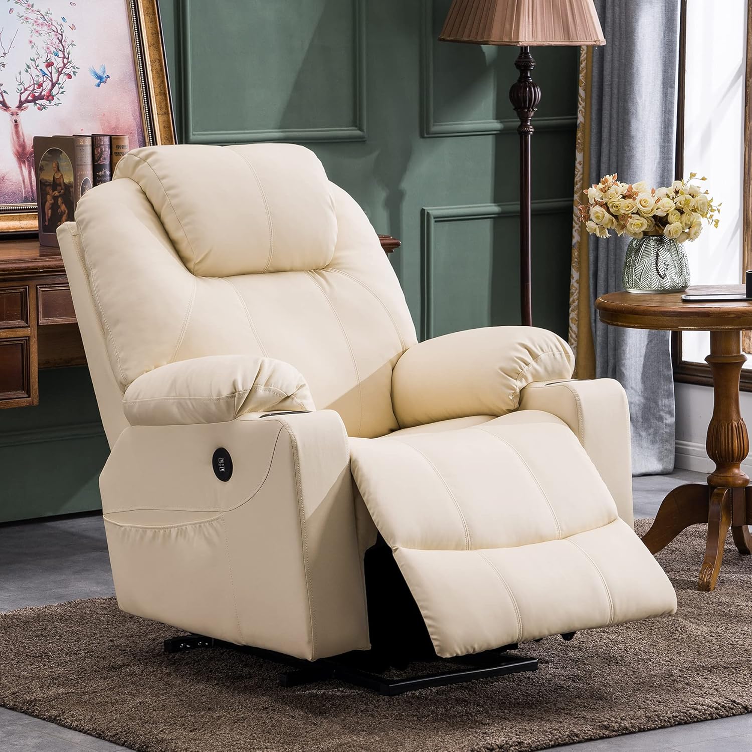 MCombo Electric Power Lift Recliner Massage Heat Chair for Elderly 3 Positions 2 Pockets USB