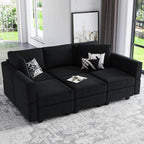 Belffin Velvet Modular Sectional Sofa with Ottoman Sleeper Bed Storage