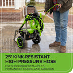 Greenworks 2000 PSI Electric Pressure Washer 13 Amp with Wheels 20 FT Hose 35 FT Cord