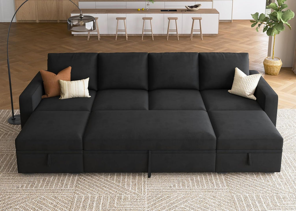 HONBAY Modular Sectional Sleeper Sofa L Shaped Couch with Pull Out Bed