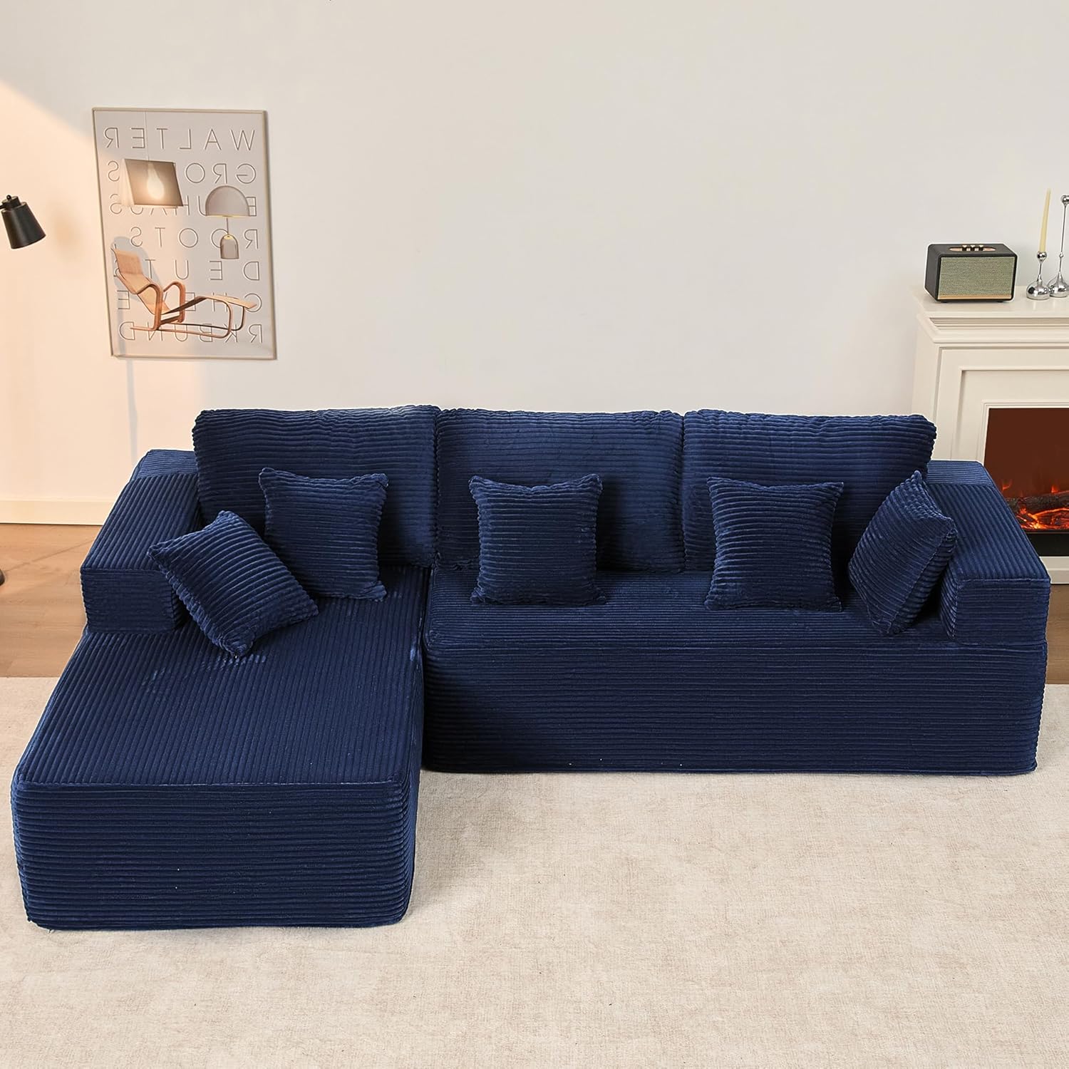 Afuson Boneless Sectional Sofa L Shape Deep Seat Cloud Couch Living Room