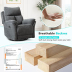ANJ Swivel Rocker Recliner Chair Manual Fabric Small Space