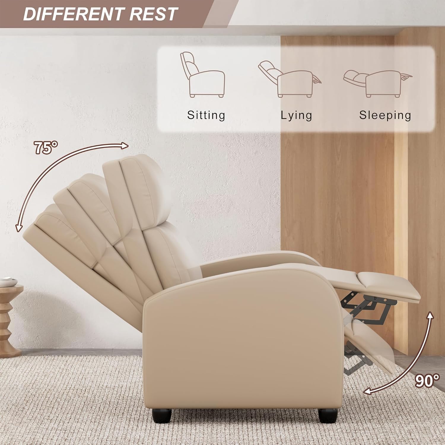 JUMMICO Adjustable Recliner Chair Thick Cushion Home Theater Sofa Living Room
