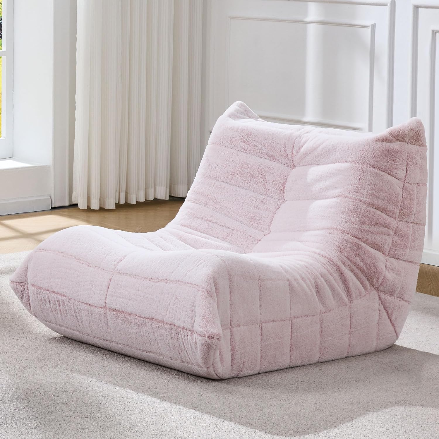 Hobestluk Giant Bean Bag Chair Memory Foam Faux Fur Sofa for Living Room