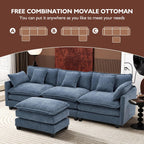 Ihanherry U Shaped Modular Sectional Sofa 5 Seat with 2 Ottomans Chenille
