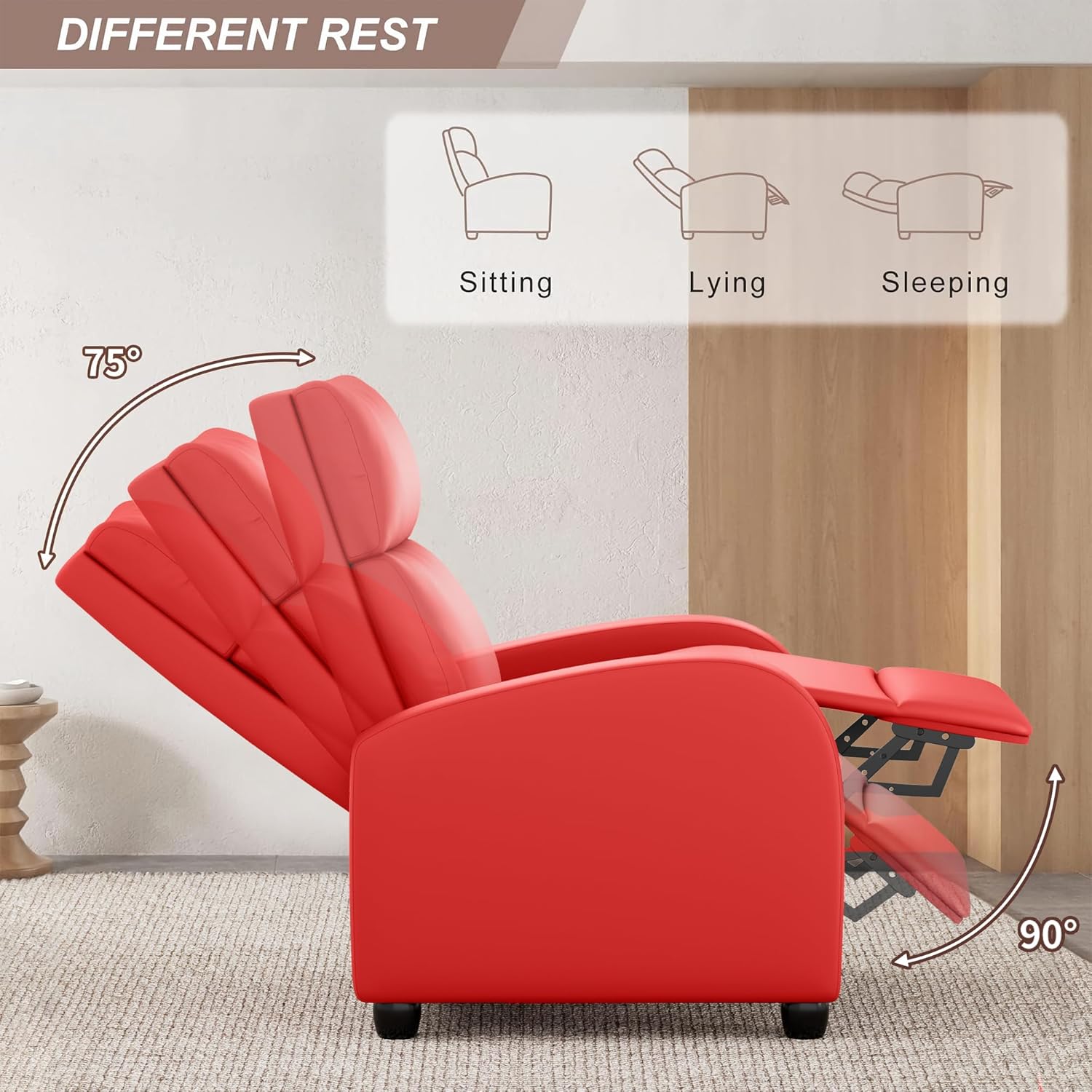 JUMMICO Adjustable Recliner Chair Thick Cushion Home Theater Sofa Living Room