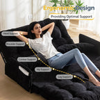 MAXYOYO Adjustable Floor Sofa Bed with Armrest Double Black Foldable Sleeper