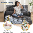 MAXYOYO Adjustable Floor Sofa Bed with Armrest Double Black Foldable Sleeper