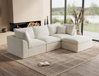 ohllob 110" Cloud Sectional Sofa L Shape Modular Couch with Ottoman 3 Seater