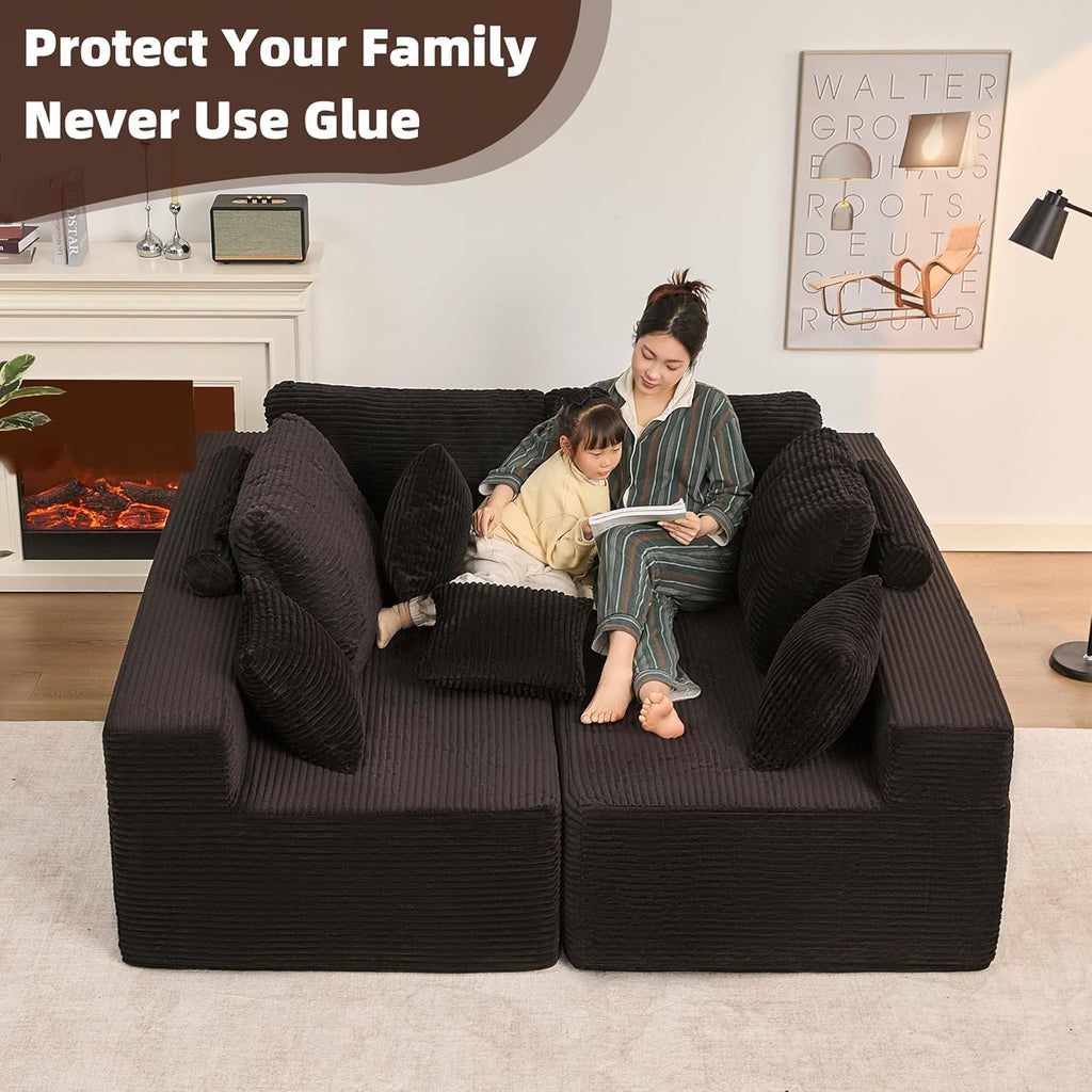 Afuson Boneless Sectional Sofa L Shape Deep Seat Cloud Couch Living Room