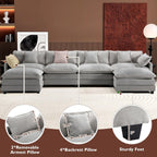 Ihanherry U Shaped Modular Sectional Sofa 5 Seat with 2 Ottomans Chenille