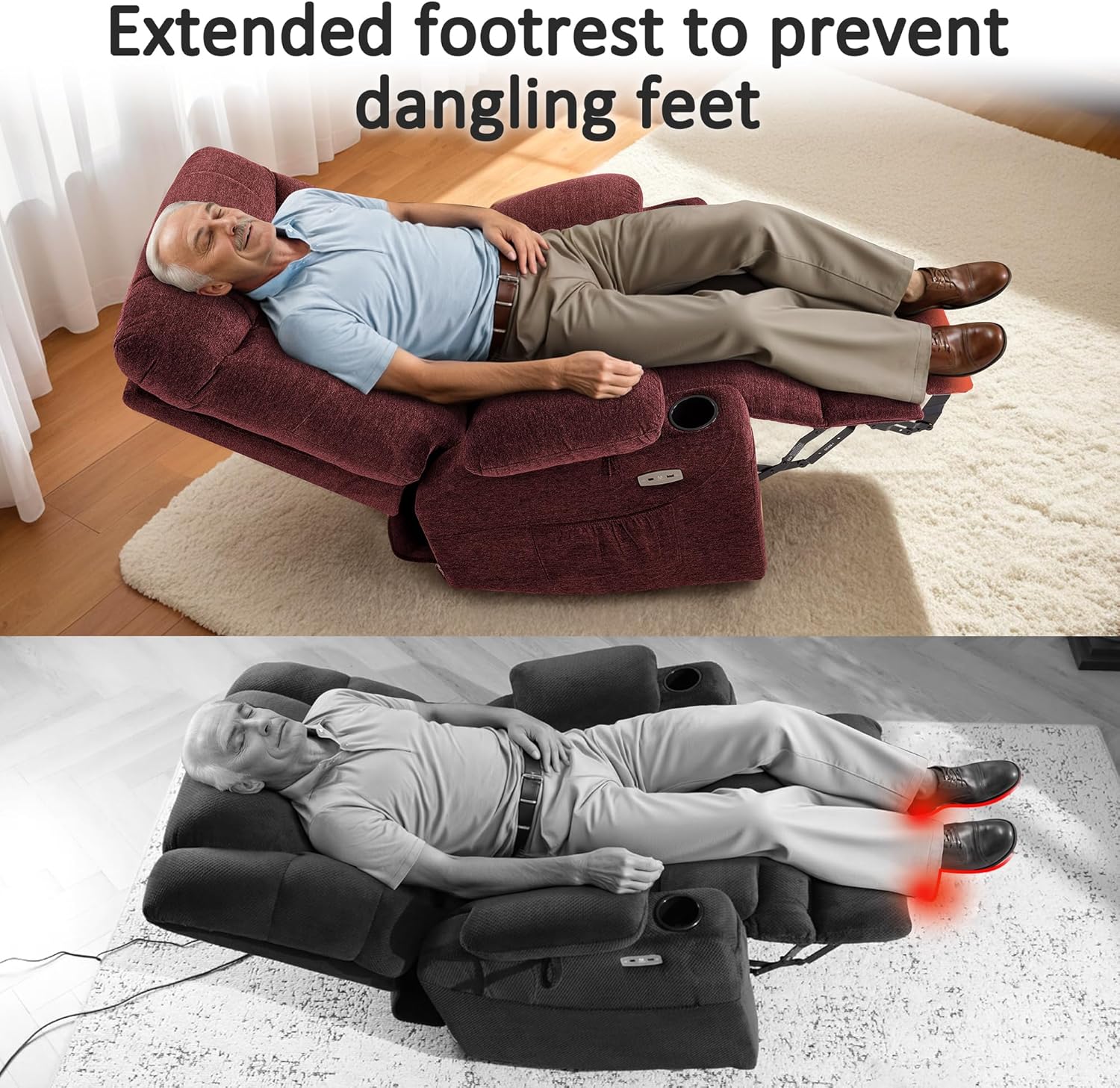 MCombo Power Lift Recliner Chair for Elderly with Extended Footrest Fabric
